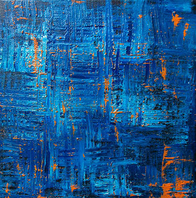 acryl-on-canvas blue colored canvas