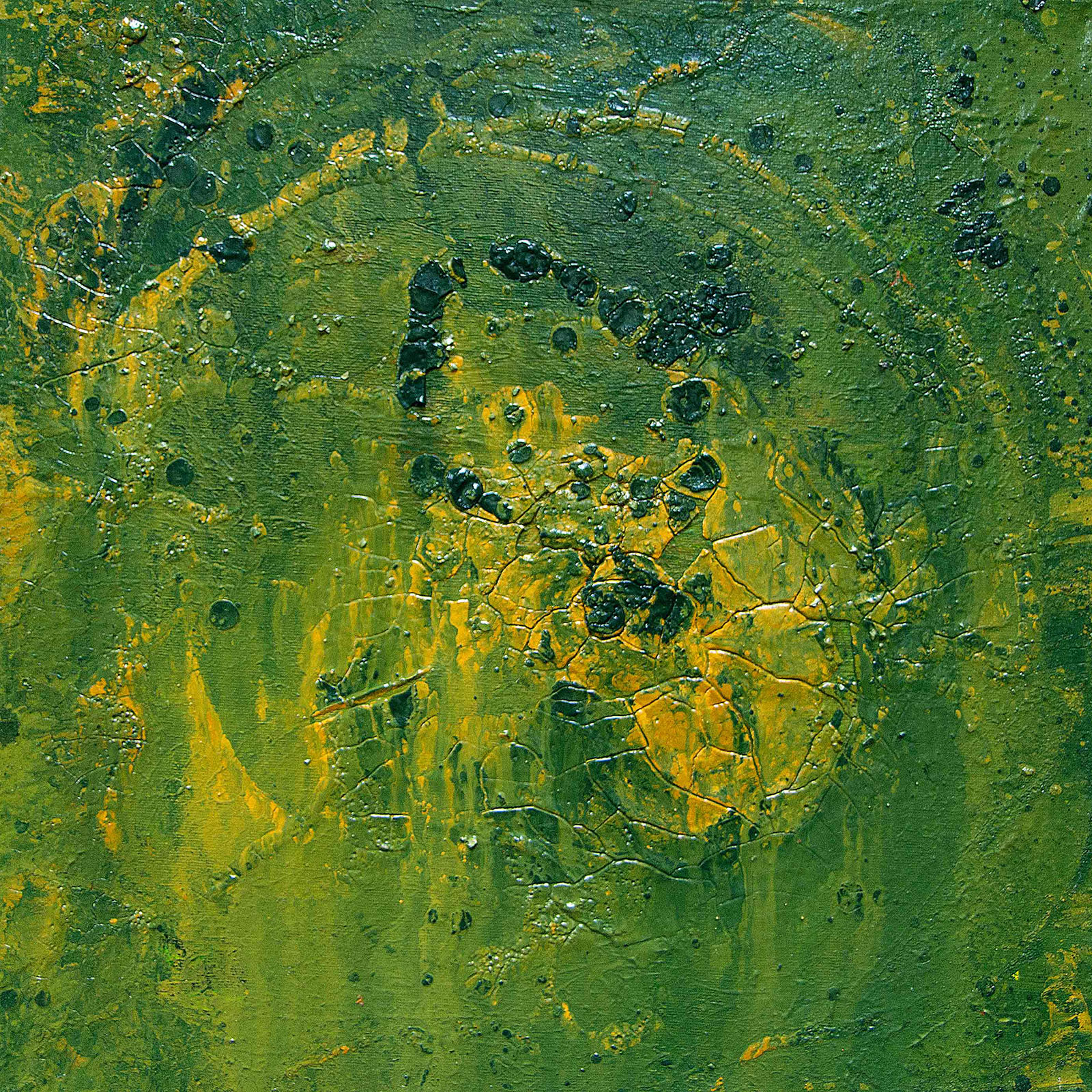 acryl-on-canvas abstract painted green canvas